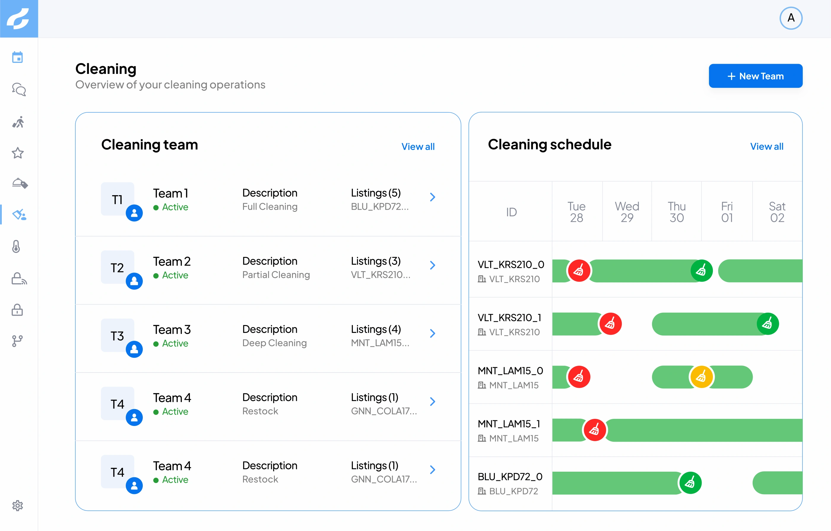 Cleaning Management interface preview